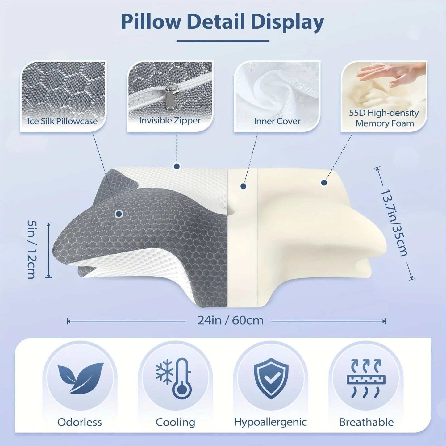 Cervical Memory Foam Pillow – Orthopedic Neck & Shoulder Support Foam.