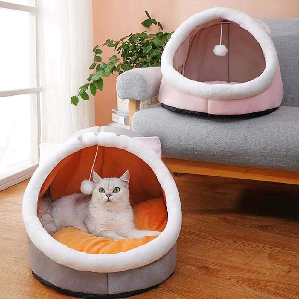 Cat Bed House – Cozy Round Pet Cave Nest for Cats & Dogs Cat Bed House