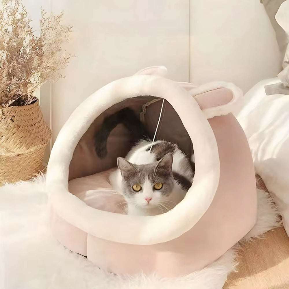 Cat Bed House – Cozy Round Pet Cave Nest for Cats & Dogs Cat Bed House