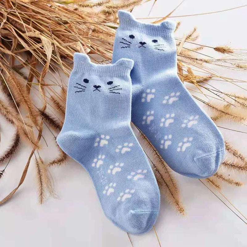 Cute Cat Ear Cartoon Animal Kids Cotton Socks - Georgenest.com