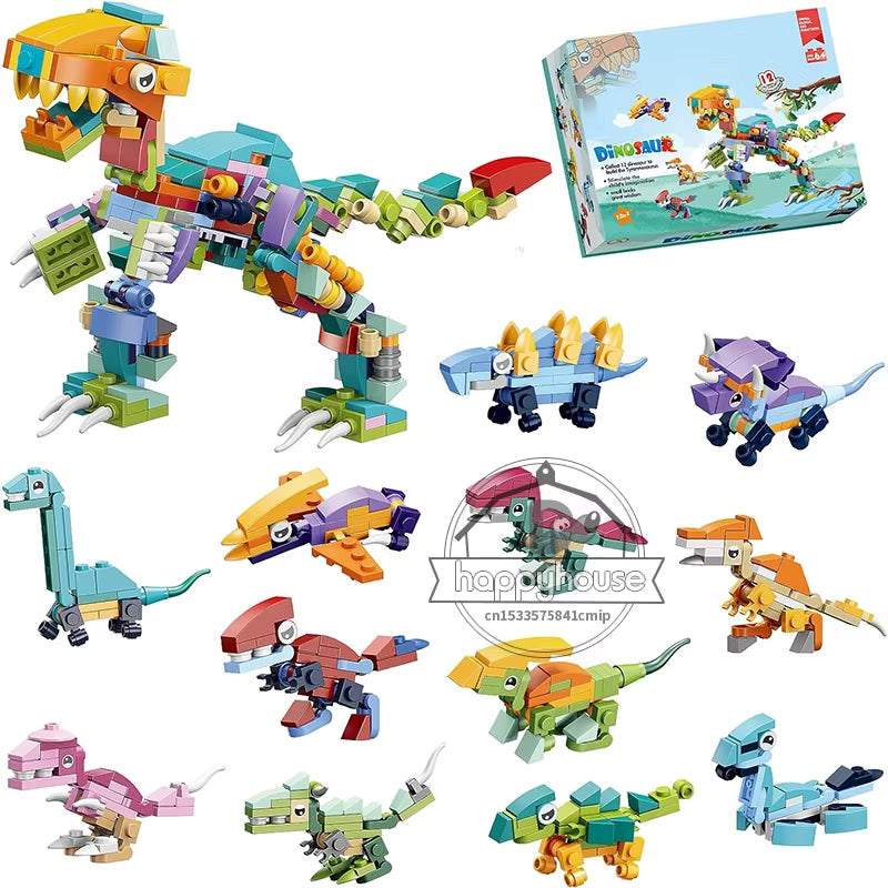 12‑in‑1 Dinosaur Building Block Set – STEM Mini Animal Construction Kit - Georgenest.com