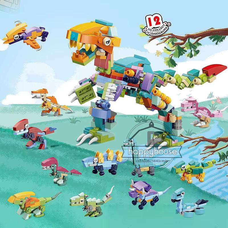 12‑in‑1 Dinosaur Building Block Set – STEM Mini Animal Construction Kit - Georgenest.com