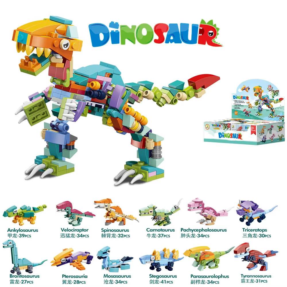 12‑in‑1 Dinosaur Building Block Set – STEM Mini Animal Construction Kit - Georgenest.com