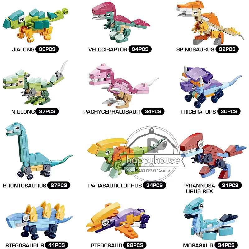 12‑in‑1 Dinosaur Building Block Set – STEM Mini Animal Construction Kit - Georgenest.com