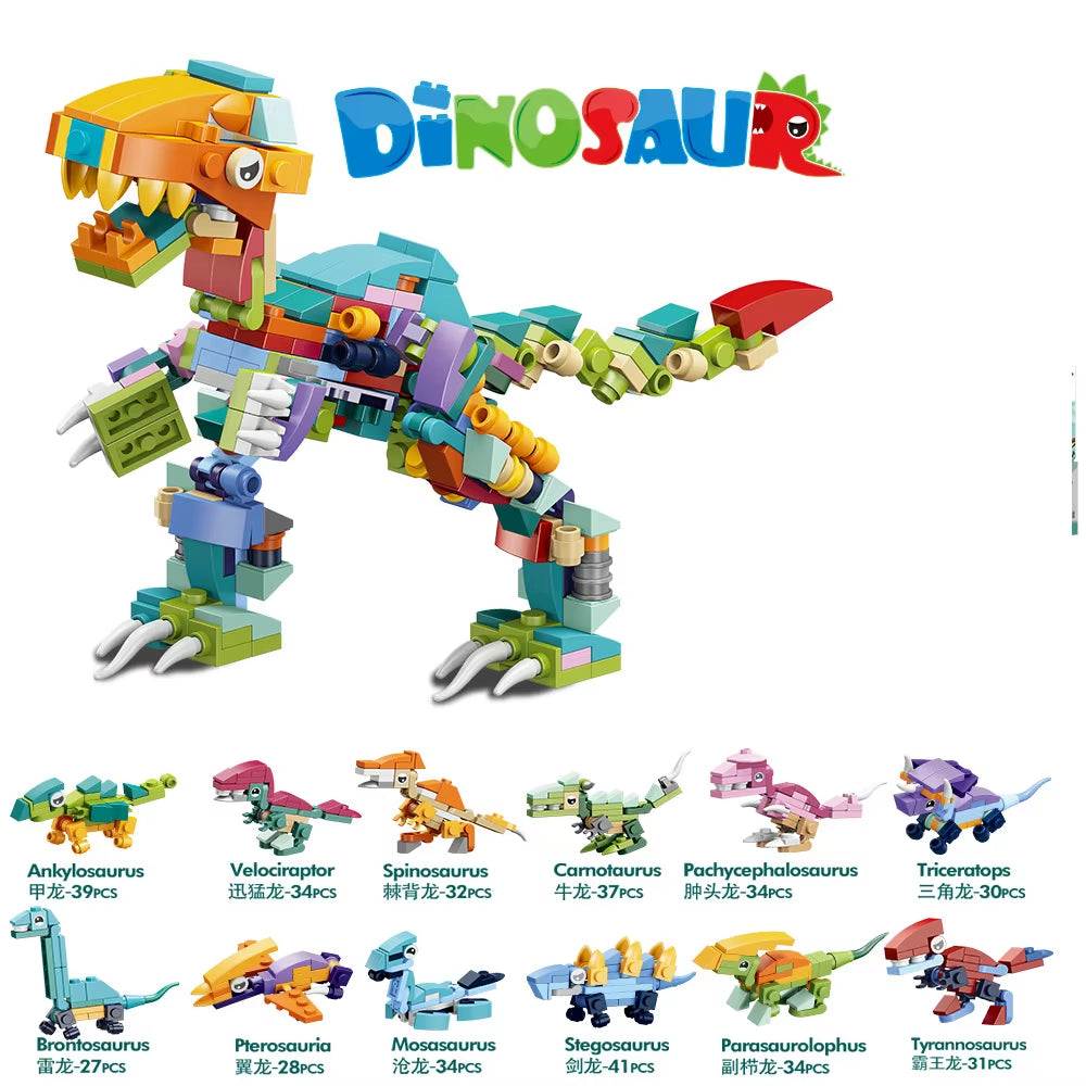 12‑in‑1 Dinosaur Building Block Set – STEM Mini Animal Construction Kit - Georgenest.com