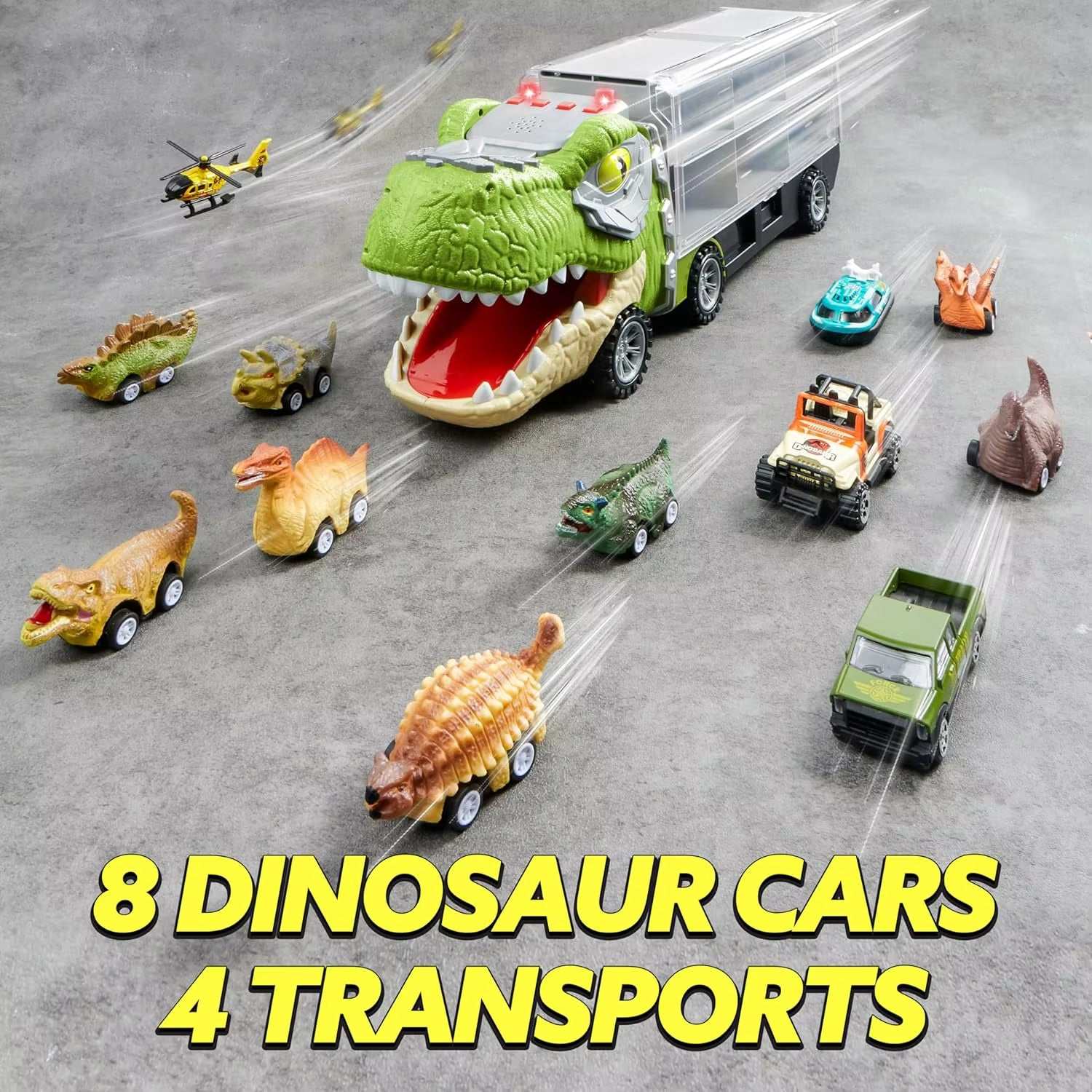 13‑in‑1 Dinosaur Truck Toy with Lights & Sounds — Interactive Learning Gift for Kids - Georgenest.com