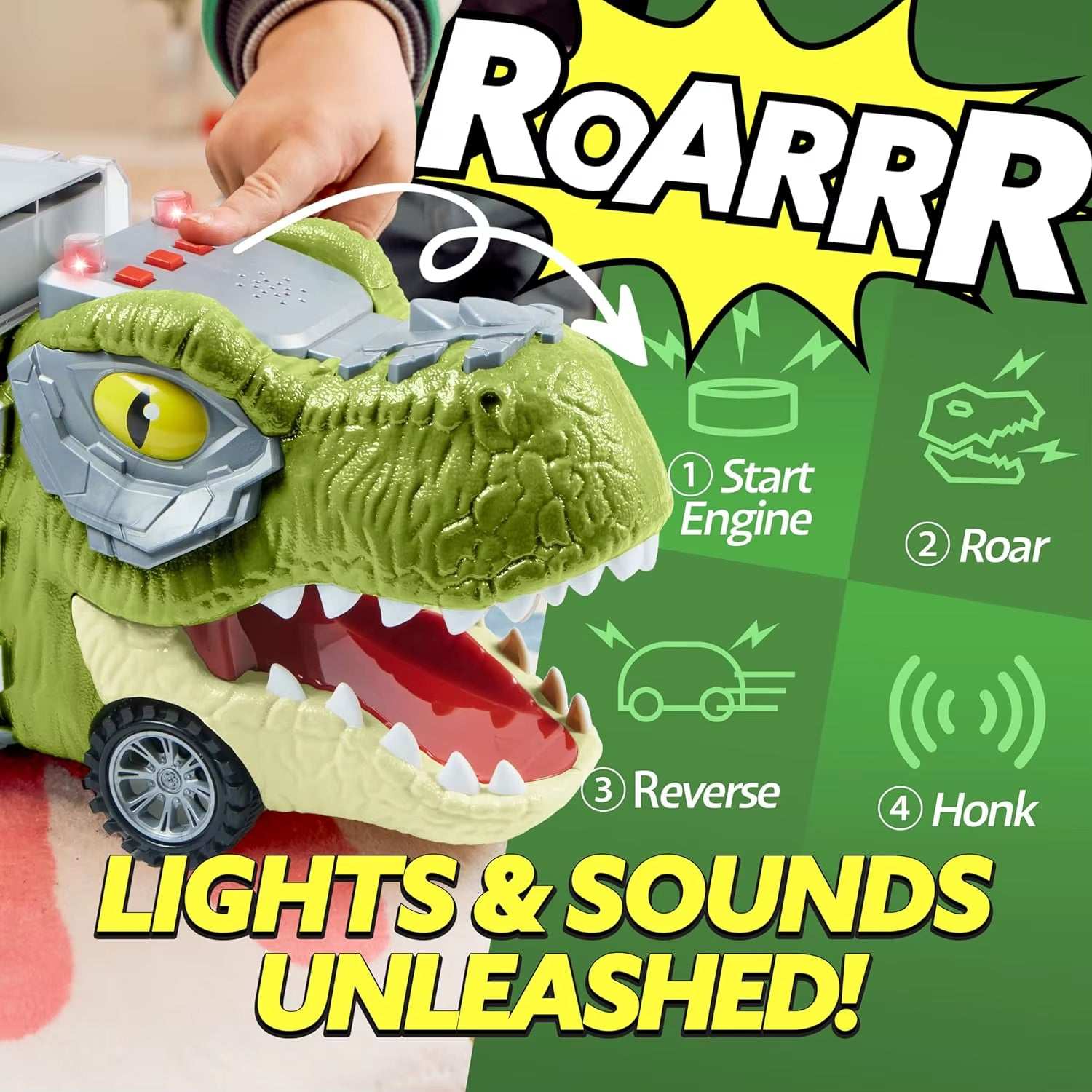 13‑in‑1 Dinosaur Truck Toy with Lights & Sounds — Interactive Learning Gift for Kids - Georgenest.com