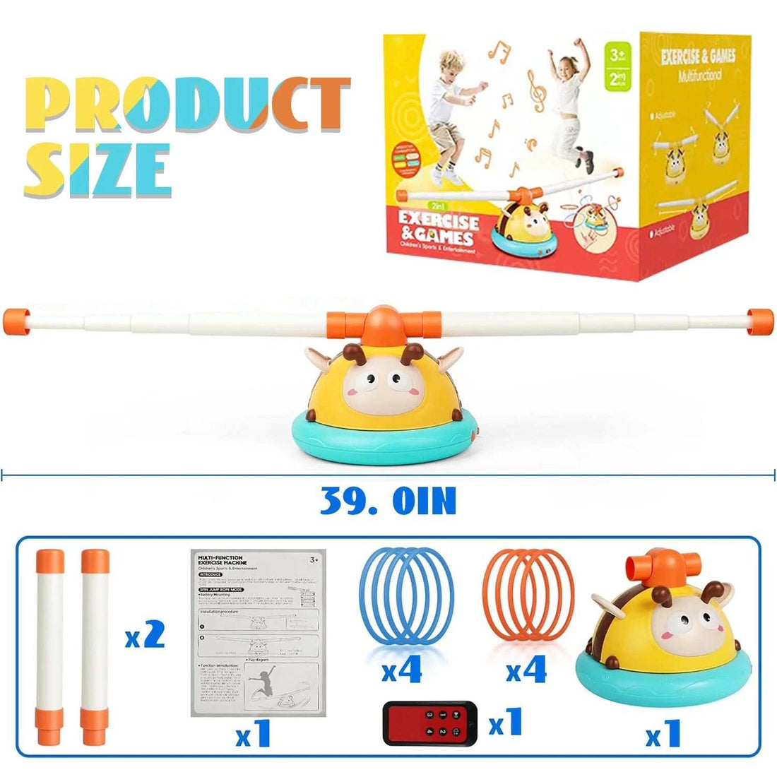 Musical Jump & Toss Ring Game Combo for Kids 4-8, Outdoor Sports Toys Ages 3-7 - Georgenest.com