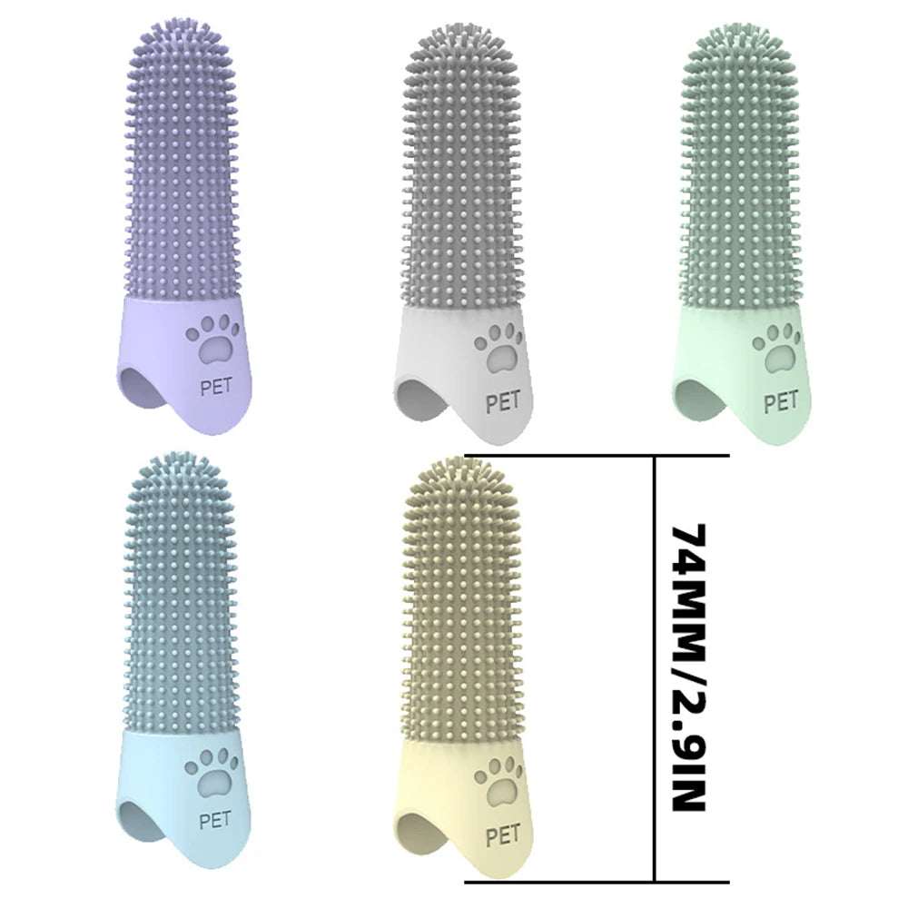 Pet Silicone Teeth Cleaning Fingertips Soft Toothbrush for Cats & Dogs