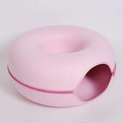 Donut Cat Bed Tunnel – Interactive Felt House & Toy for Indoor Cats...