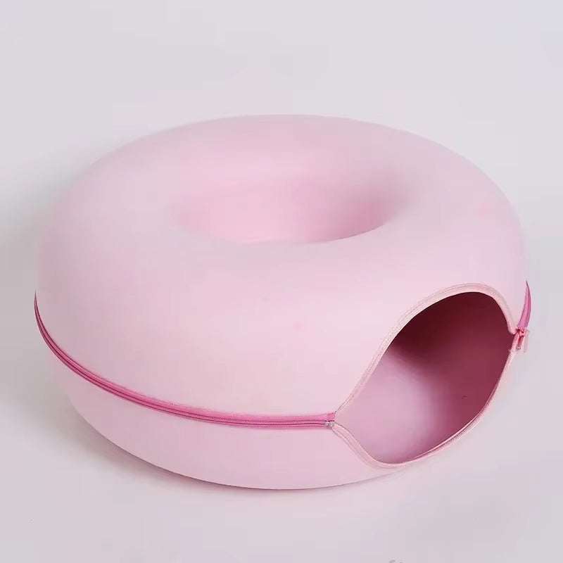 Donut Cat Bed Tunnel – Interactive Felt House & Toy for Indoor Cats...