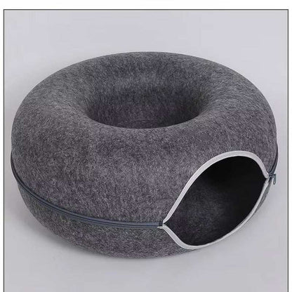 Donut Cat Bed Tunnel – Interactive Felt House & Toy for Indoor Cats...