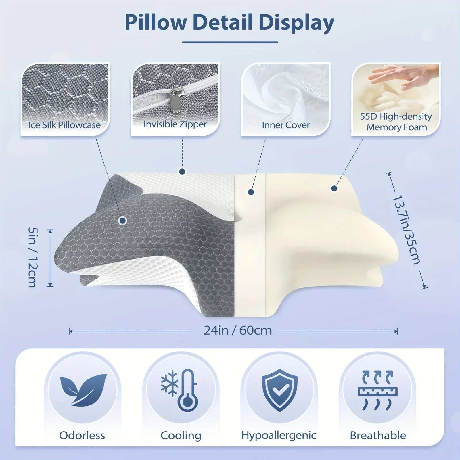 Cervical Memory Foam Pillow – Orthopedic Neck & Shoulder Support Foam.
