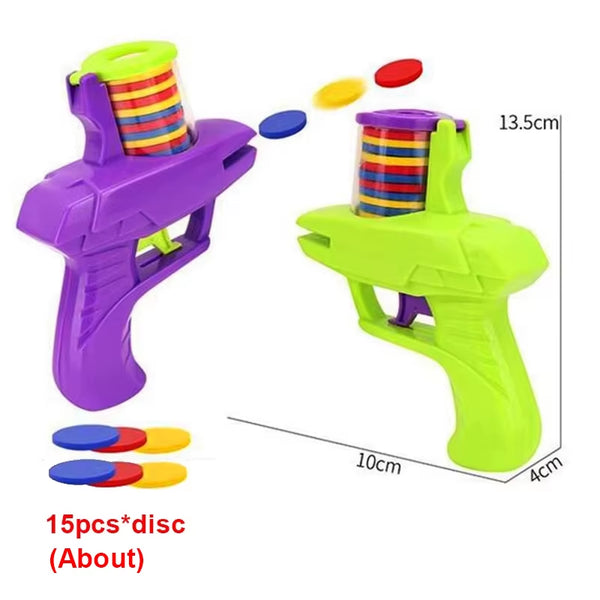 Kids Outdoor Game Foam Disc Gun Toy Flying Disc Shooting Launcher Gun Double Parent-Child Interactive Children Toy