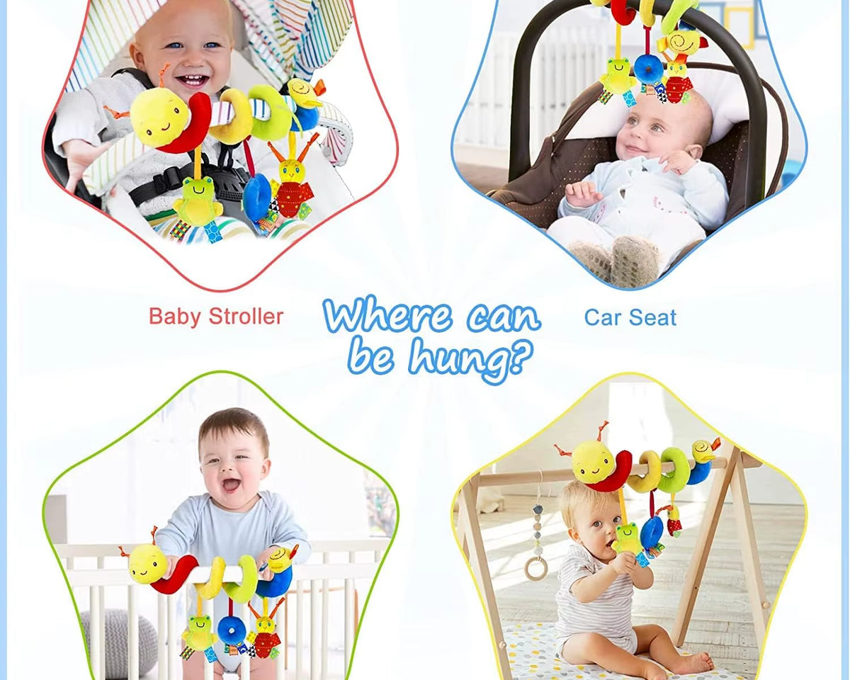 Car Seat Toys Infant Baby Spiral Activity Hanging Rattle Toys Plush Hanging Stroller Sensory Toys for Newborn Gift
