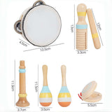 Wooden Orff Music Educational Toys for Kids Early Childhood Sensory Development Percussion Set with Maracas Castanets Hand Bells