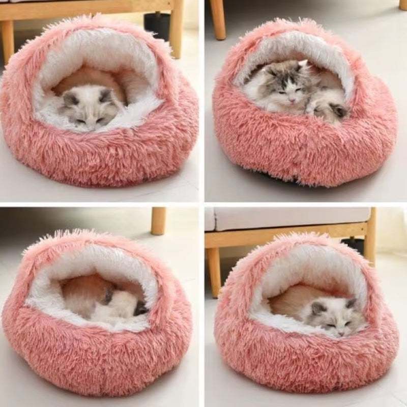 Cat Bed Round Fluffy Cave –Hooded Donut Bed for Indoor Cats & Dogs bed