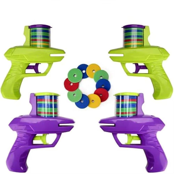 Kids Outdoor Game Foam Disc Gun Toy Flying Disc Shooting Launcher Gun Double Parent-Child Interactive Children Toy