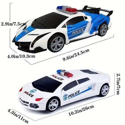 360° Rotating Police Car – Light & Sound Electric Toy Vehicle for Kids