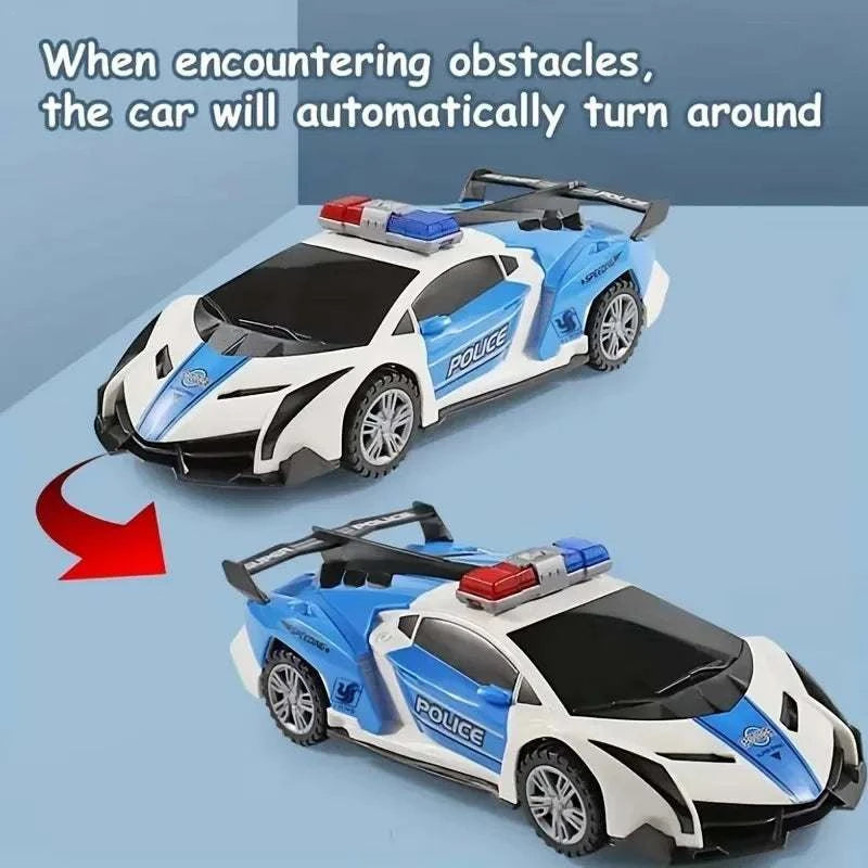 360° Rotating Police Car – Light & Sound Electric Toy Vehicle for Kids