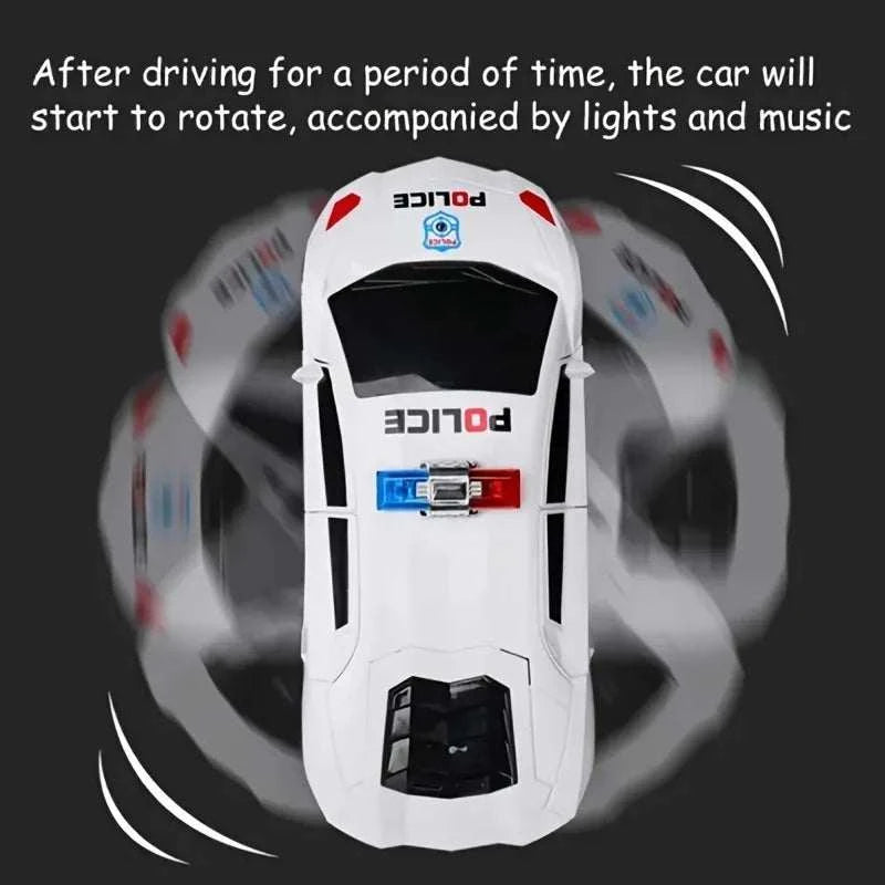 360° Rotating Police Car – Light & Sound Electric Toy Vehicle for Kids