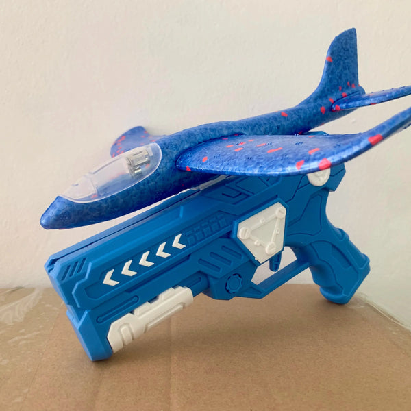 Glowing Foam Aircraft 10M Launcher Catapult Glider Aircraft Gun Toy Children'S Outdoor Game Bubble Model Shooting Flying Roundab
