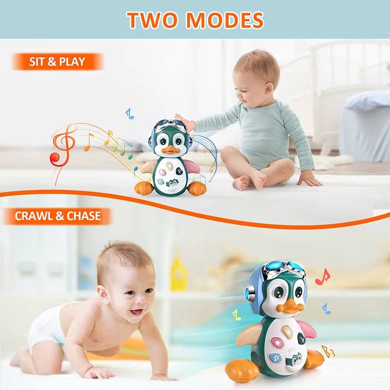 Musical Penguin Baby Crawling Toy with Light for Interactive Tummy Time - Georgenest.com