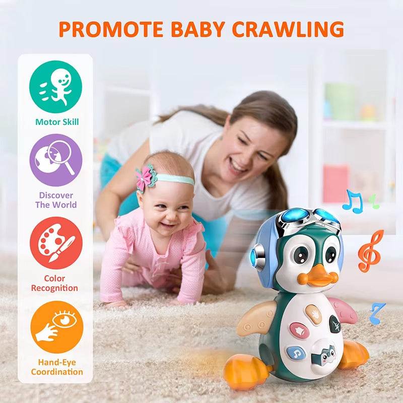 Musical Penguin Baby Crawling Toy with Light for Interactive Tummy Time - Georgenest.com