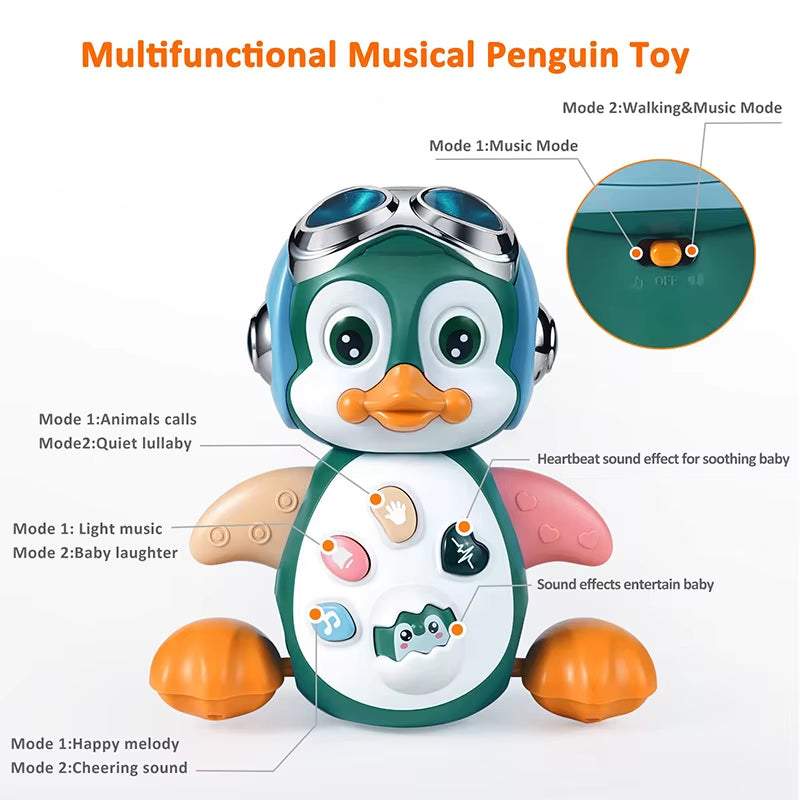 Musical Penguin Baby Crawling Toy with Light for Interactive Tummy Time - Georgenest.com