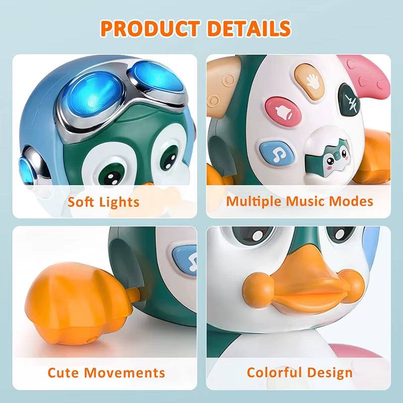 Musical Penguin Baby Crawling Toy with Light for Interactive Tummy Time - Georgenest.com
