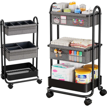 3 Tier Baby Diaper Caddy Cart with Wheels - Georgenest.com