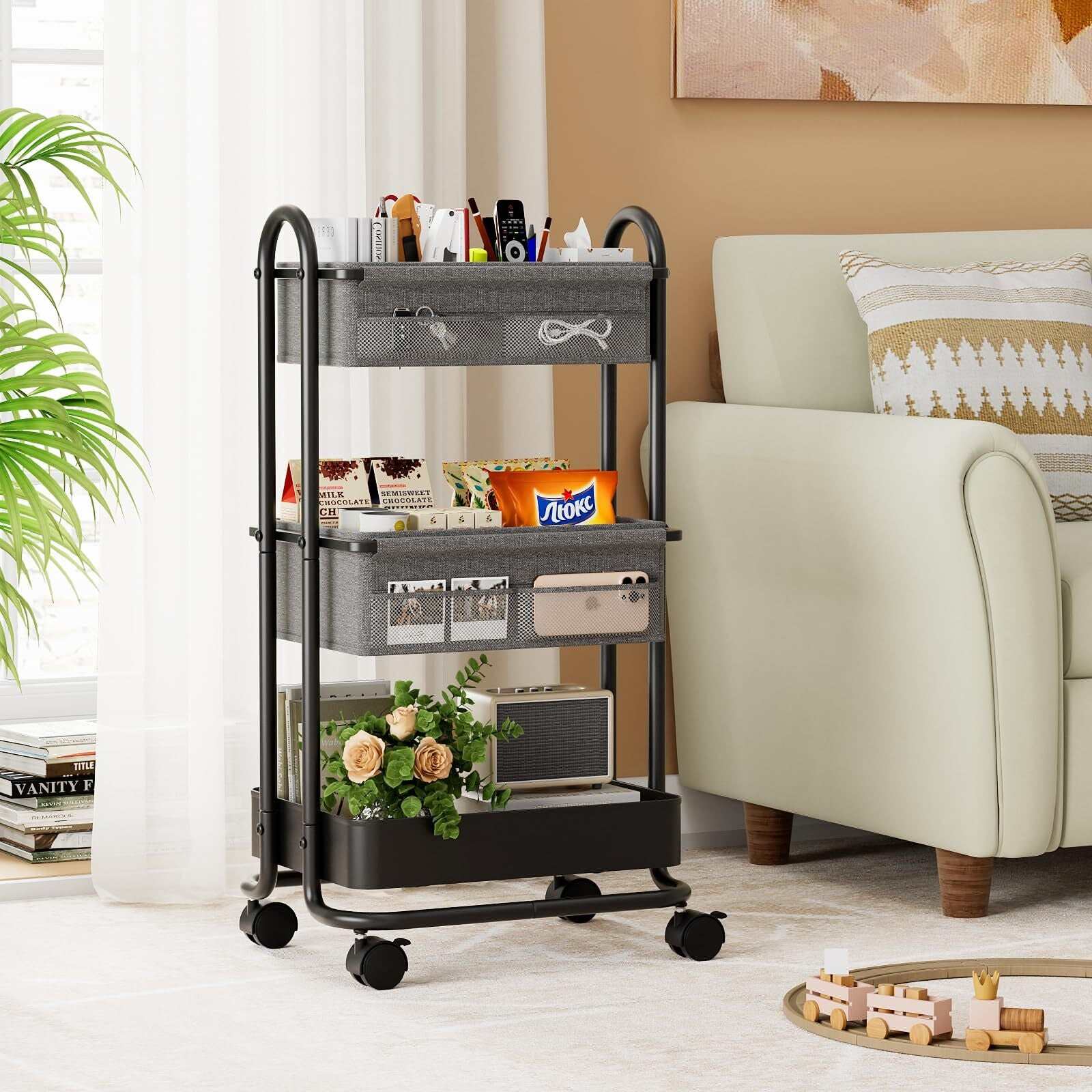 3 Tier Baby Diaper Caddy Cart with Wheels - Georgenest.com