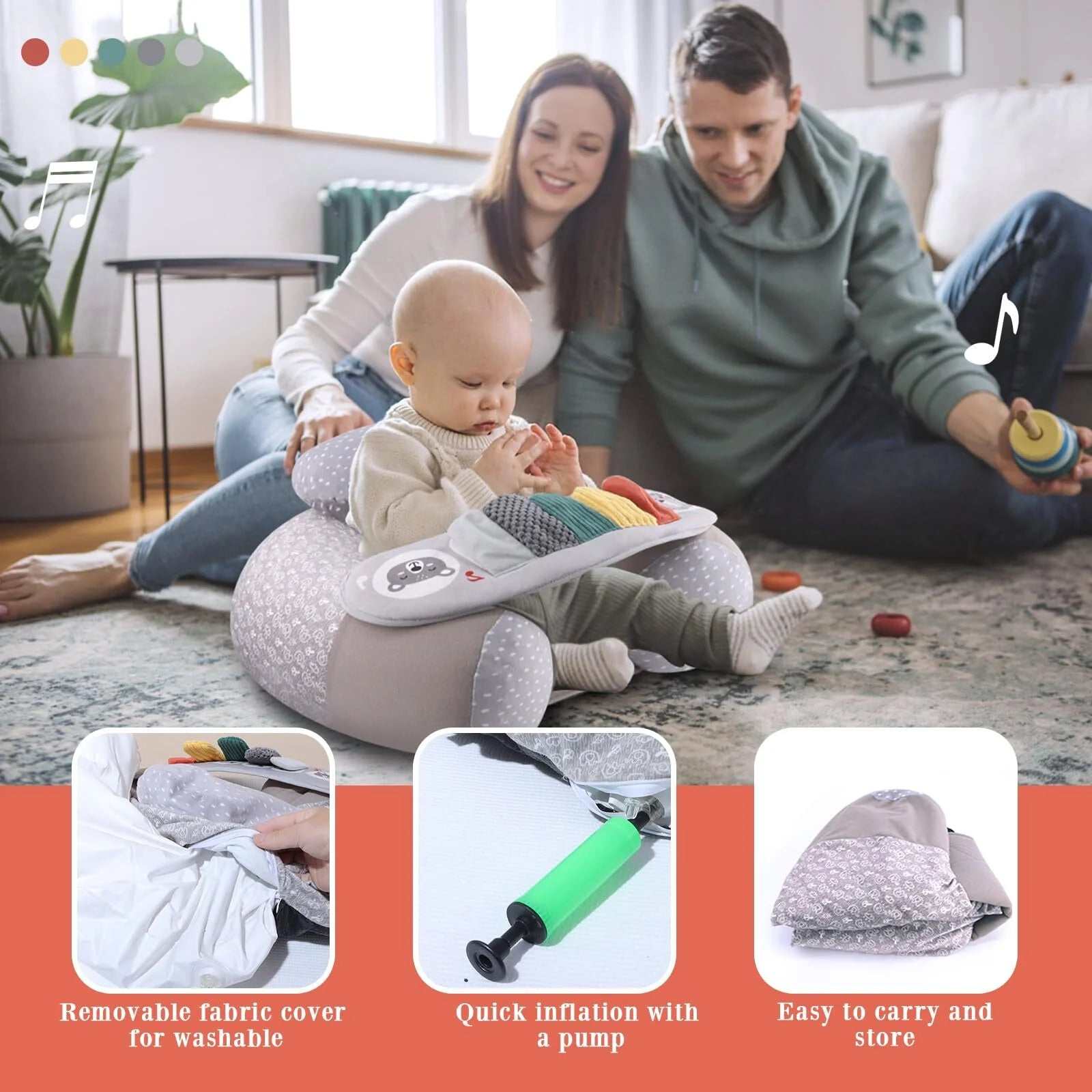 Portable Baby Inflatable Seat with Sensory Activity Tray, Ages 3-36 Months - Georgenest.com