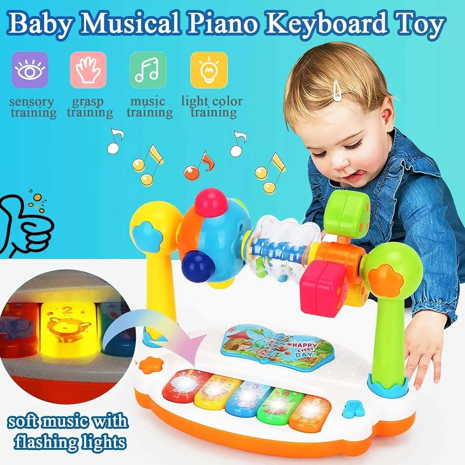 Baby Piano Toys – Musical Keyboard with Lights & Educational Fun - Georgenest.com