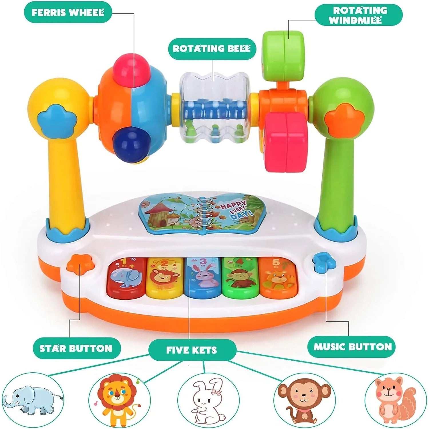 Baby Piano Toys – Musical Keyboard with Lights & Educational Fun - Georgenest.com