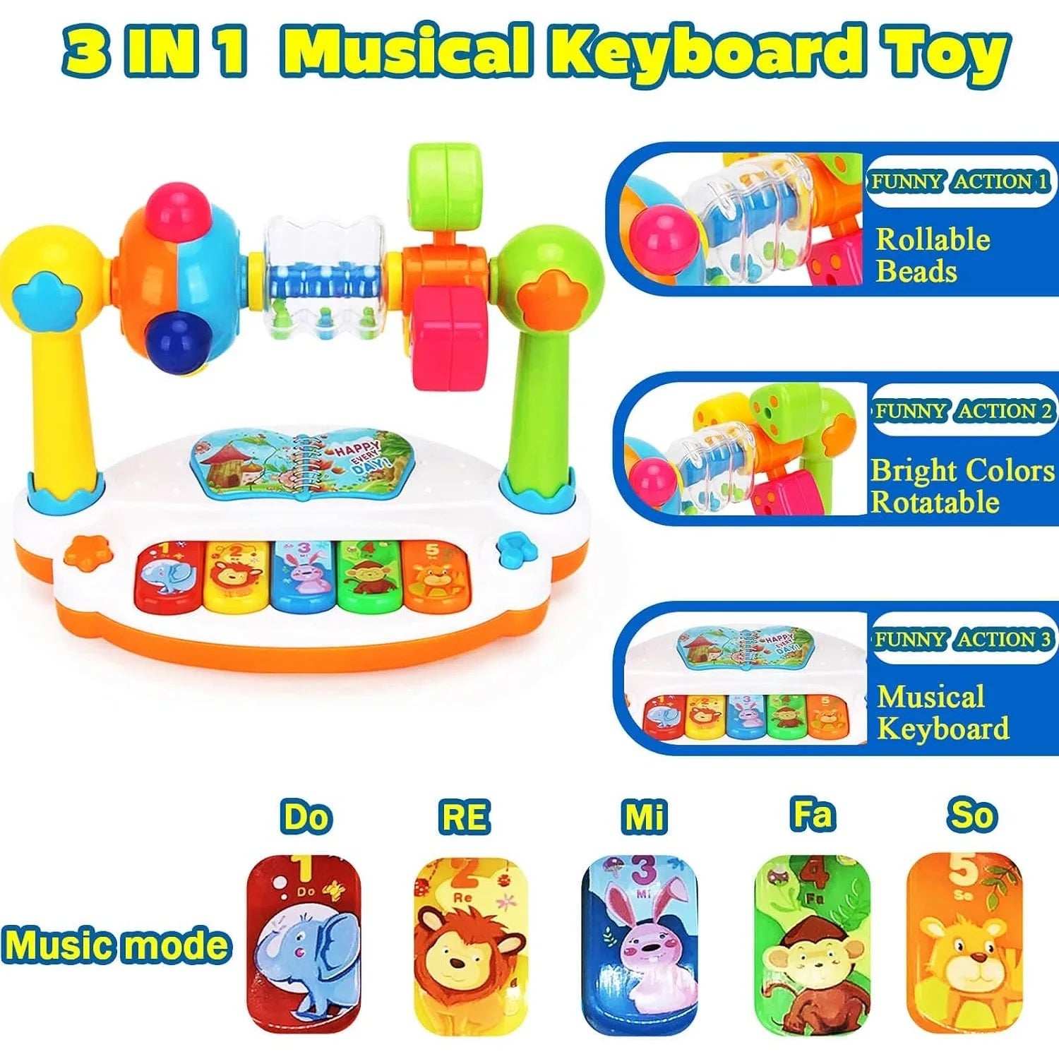 Baby Piano Toys – Musical Keyboard with Lights & Educational Fun - Georgenest.com
