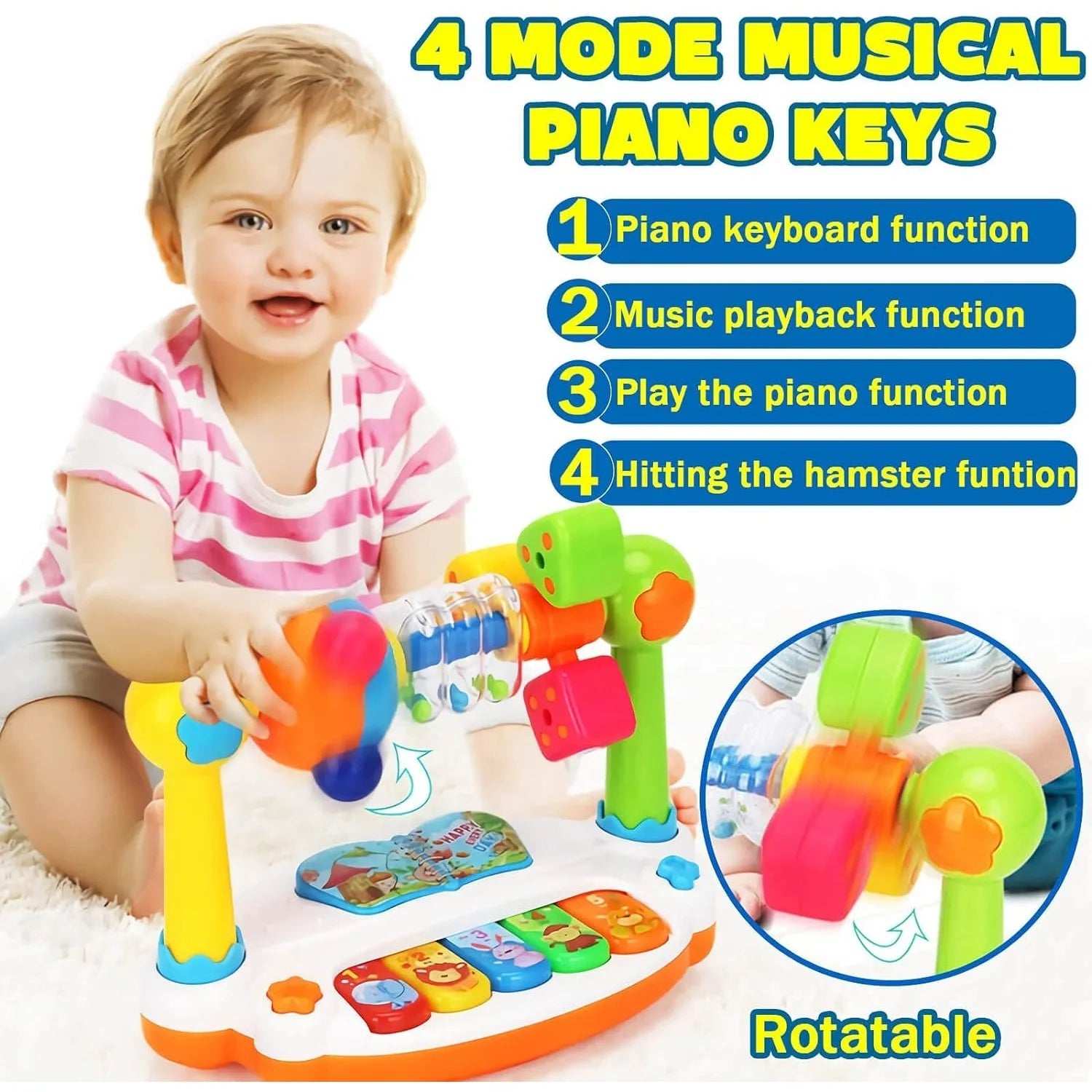 Baby Piano Toys – Musical Keyboard with Lights & Educational Fun - Georgenest.com