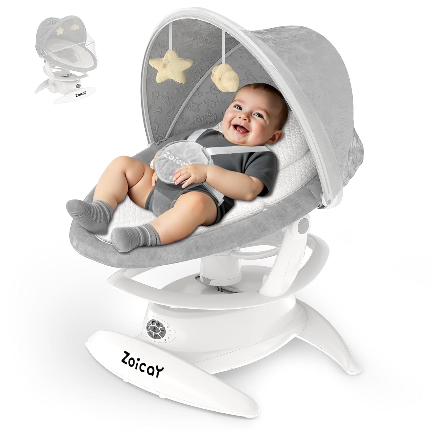 Smart Baby Swing with Motion Detection, 3 Modes, 12 Lullabies, 5 Speeds - Georgenest.com