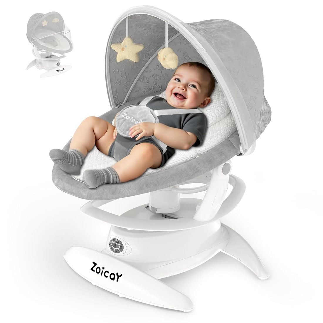 Smart Baby Swing with Motion Detection, 3 Modes, 12 Lullabies, 5 Speeds - Georgenest.com