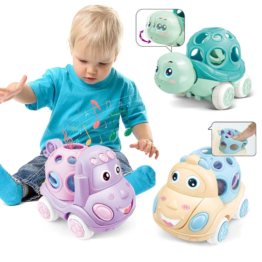Soft Toddler Toy Cars, 3-Pack Friction Powered Vehicles for 1 Year Olds, Boys & Girls - Georgenest.com