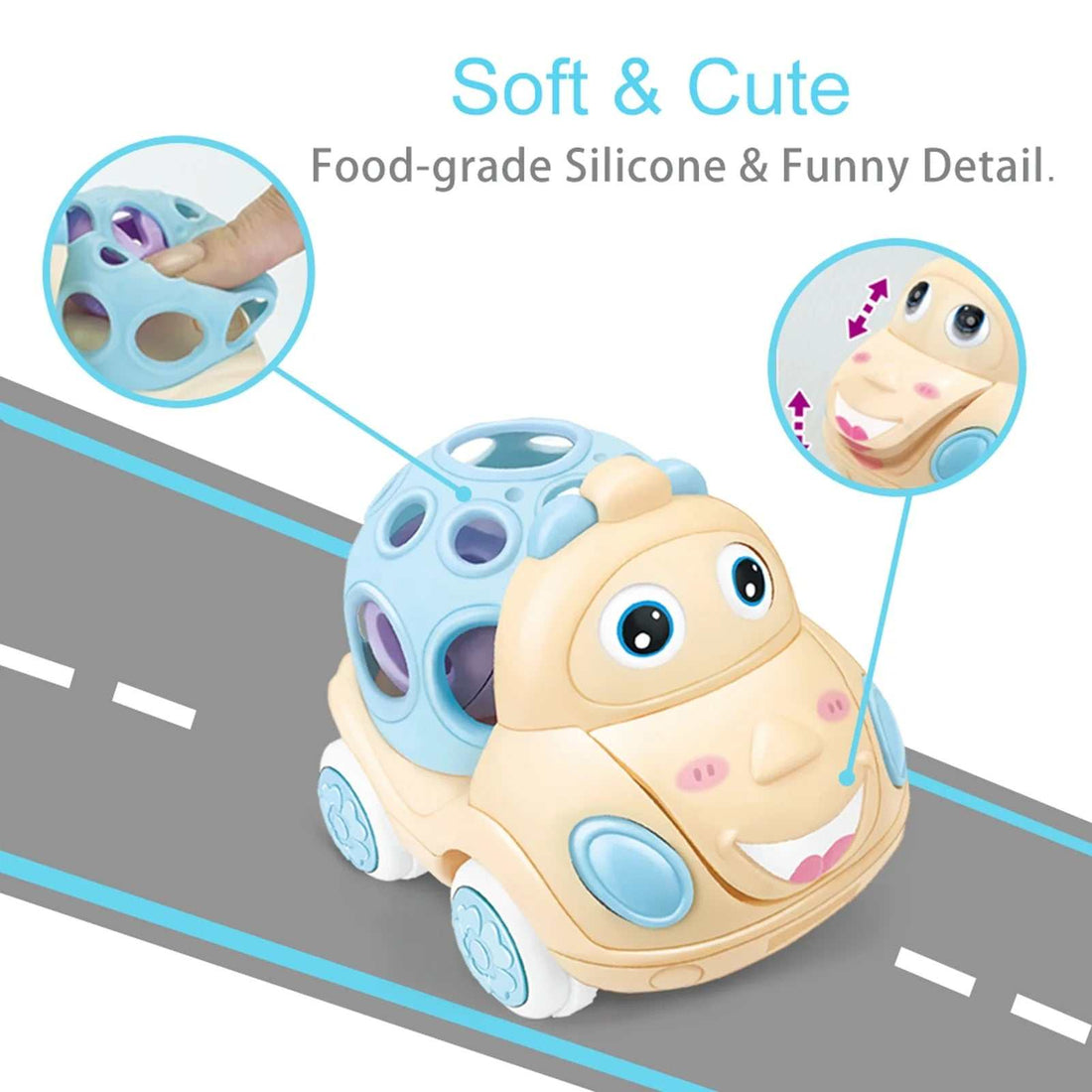 Soft Toddler Toy Cars, 3-Pack Friction Powered Vehicles for 1 Year Olds, Boys & Girls - Georgenest.com