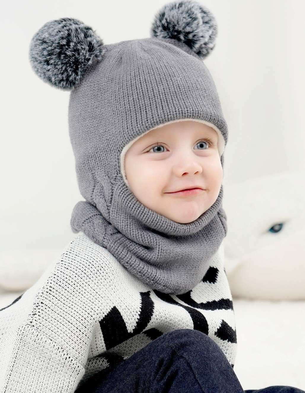 Baby Winter Hat Scarf Set, Unisex Infant Toddler Kids Hat Scarf - Georgenest.com