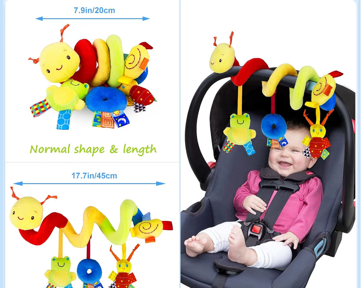 Car Seat Toys Infant Baby Spiral Activity Hanging Rattle Toys Plush Hanging Stroller Sensory Toys for Newborn Gift
