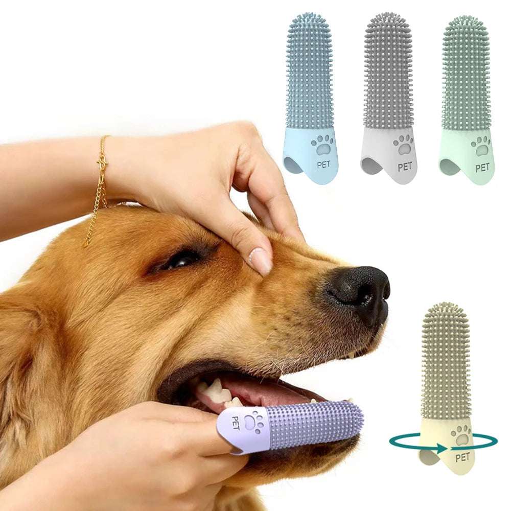 Pet Silicone Teeth Cleaning Fingertips Soft Toothbrush for Cats & Dogs