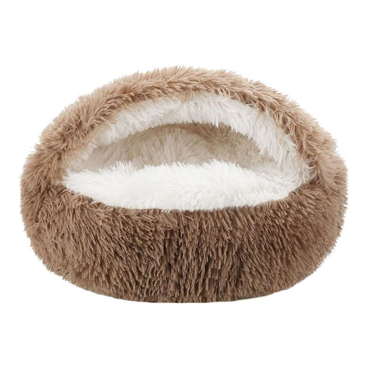 Cat Bed Round Fluffy Cave –Hooded Donut Bed for Indoor Cats & Dogs bed