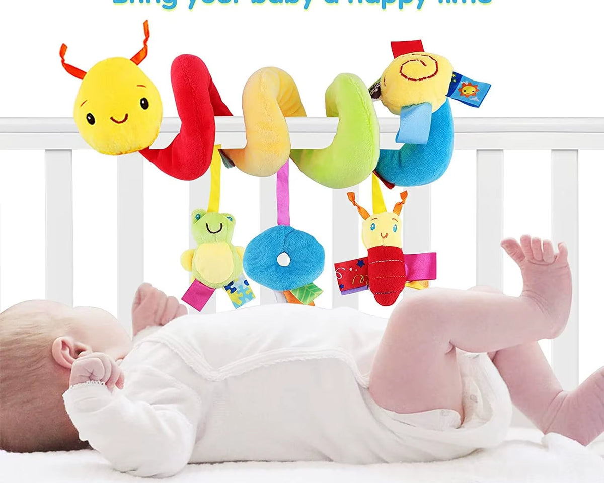 Car Seat Toys Infant Baby Spiral Activity Hanging Rattle Toys Plush Hanging Stroller Sensory Toys for Newborn Gift