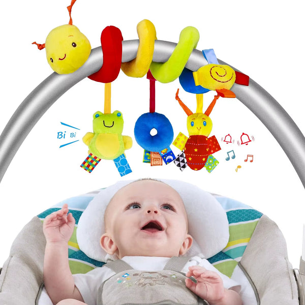 Car Seat Toys Infant Baby Spiral Activity Hanging Rattle Toys Plush Hanging Stroller Sensory Toys for Newborn Gift