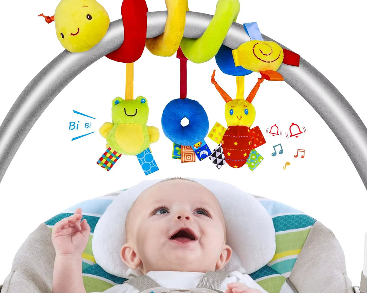Car Seat Toys Infant Baby Spiral Activity Hanging Rattle Toys Plush Hanging Stroller Sensory Toys for Newborn Gift