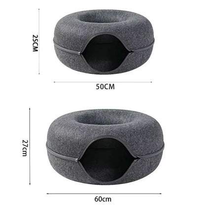 Donut Cat Bed Tunnel – Interactive Felt House & Toy for Indoor Cats...