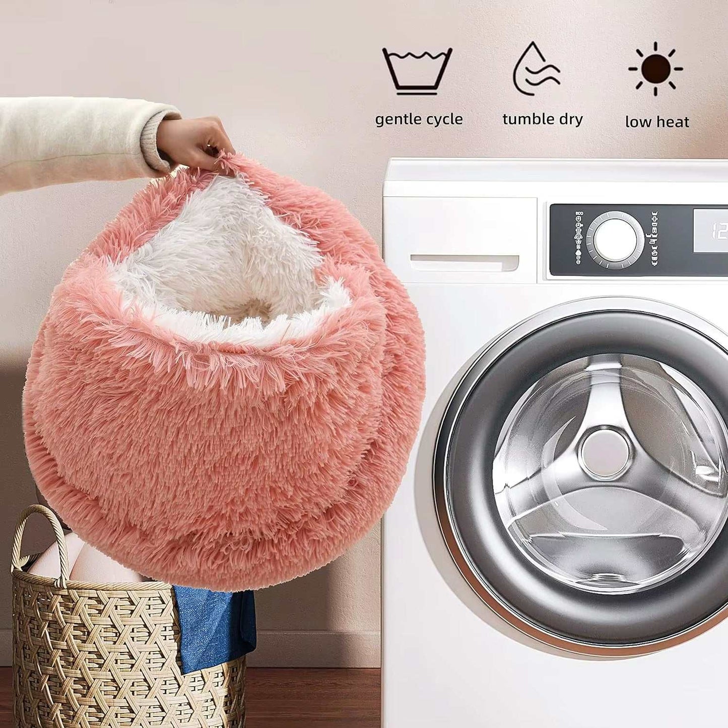 Cat Bed Round Fluffy Cave –Hooded Donut Bed for Indoor Cats & Dogs bed